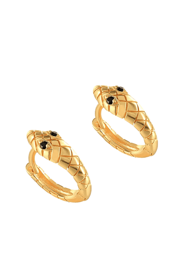 Efyra.pl Kolczyki ze spiralą węża srebro pozłacane złotem, Snake