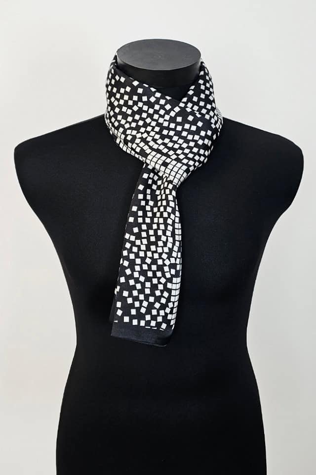 parasol ogrodowy biały Jedwabny szal męski Biało-Czarny